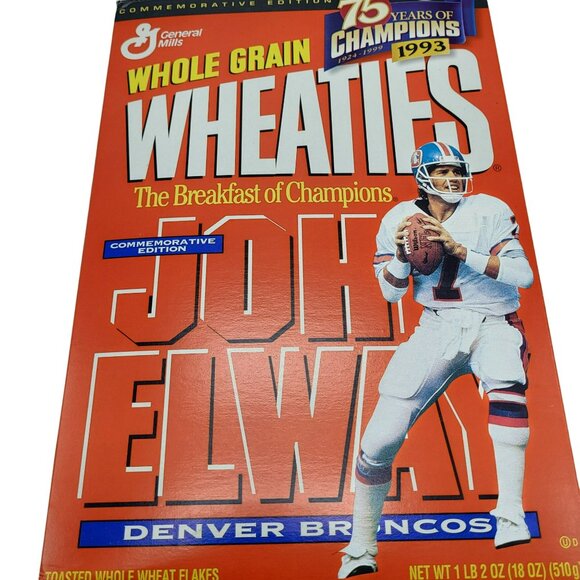 Empty Commemorative 1993 General Mills Wheaties Box John Elway Denver Broncos - Picture 7 of 9